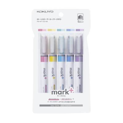 Хайлайтер, Двухцветный маркер, Набор Mark+ из 5 штук, PM-MT100-5S
