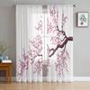 Pink Cherry Blossoms Flower Sheer Curtains Window Curtains For Living Room Bedroom Blinds Kids Room Home Decor