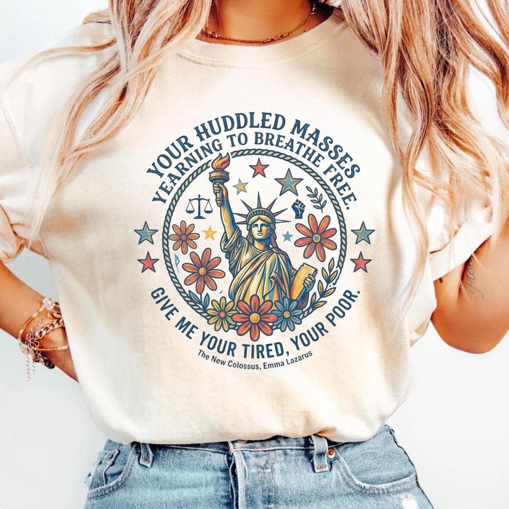 Statue of Liberty Comfort Colors Shirt, Liberal 4th of July Tee, Protest Patriotic USA Shirt, Political Meme Graphic Unisex Gift Top