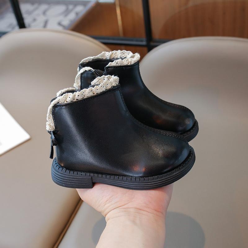 Новые милые детские ботильоны, модные элегантные туфли принцессы с оборками на весну и осень, универсальные детские повседневные короткие ботинки