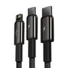 Baseus Tungsten Multi-Purpose USB Cable - 3-in-1 Type-C/Lightning/Micro USB, 3.5A, 1.5m, Black