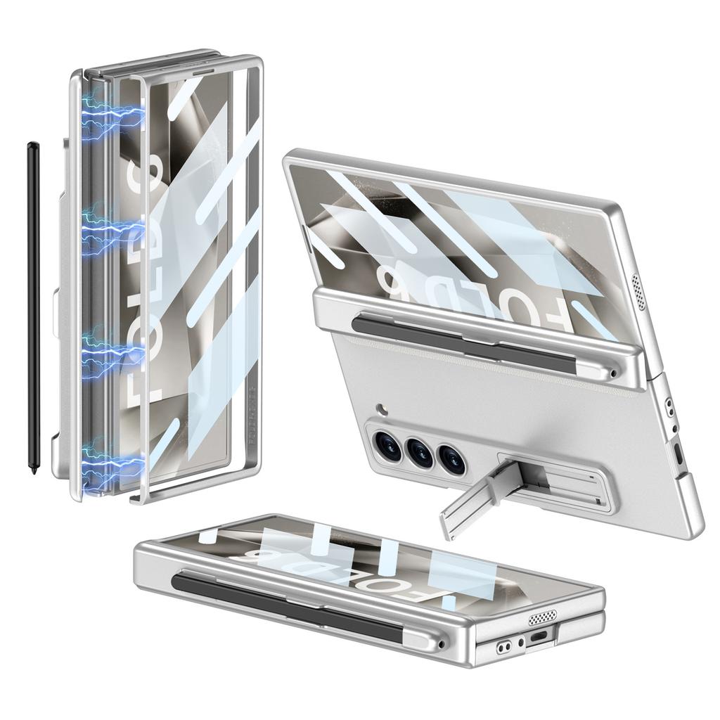 Чехол для телефона Samsung Z FOLD6 со слотом для стилуса FOLD6 Чехол-книжка с шарниром Твердый чехол Защитная пленка из стекла против подглядывания Защитный чехол FOLD6