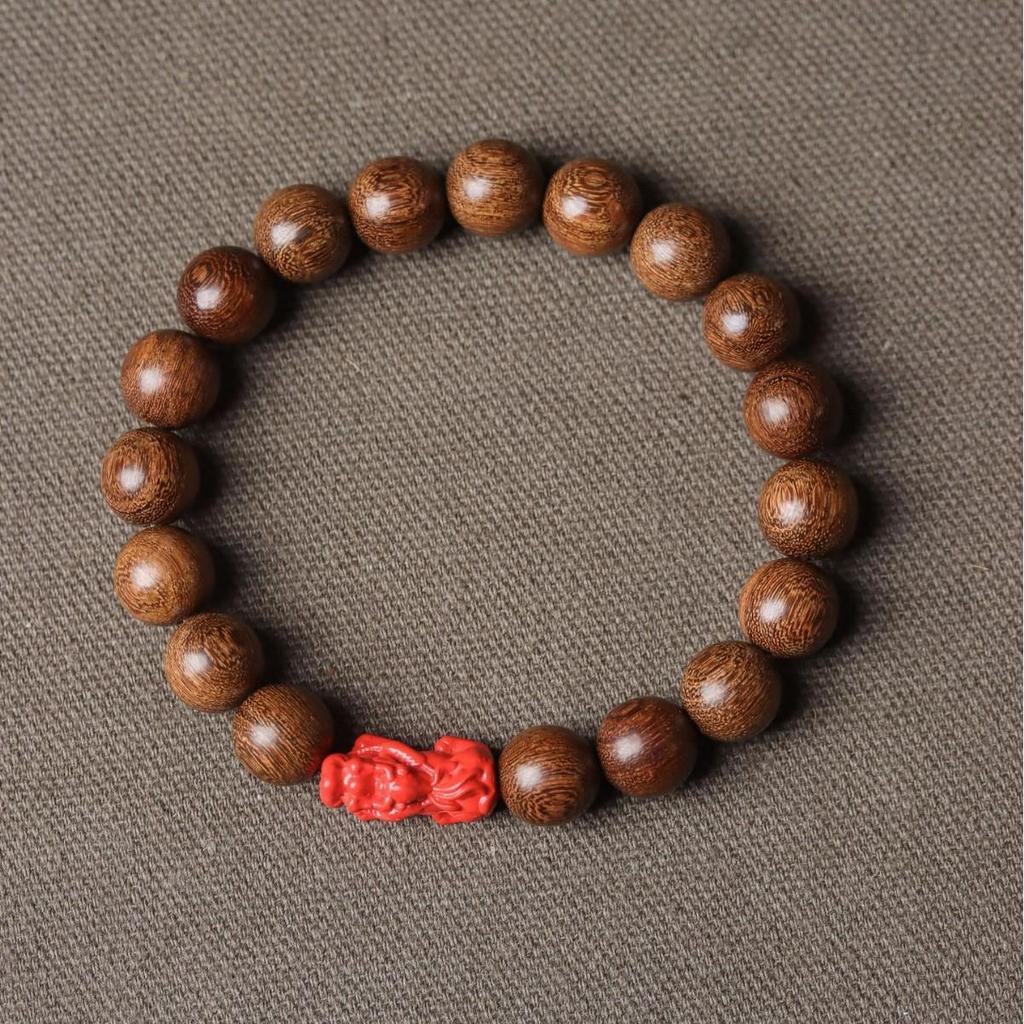 Молитвенные бусины из золотого сандала - Натуральная деревянная нить для рук для мужчин и женщин, Ретро дизайн, Подарок из живописной местности.
