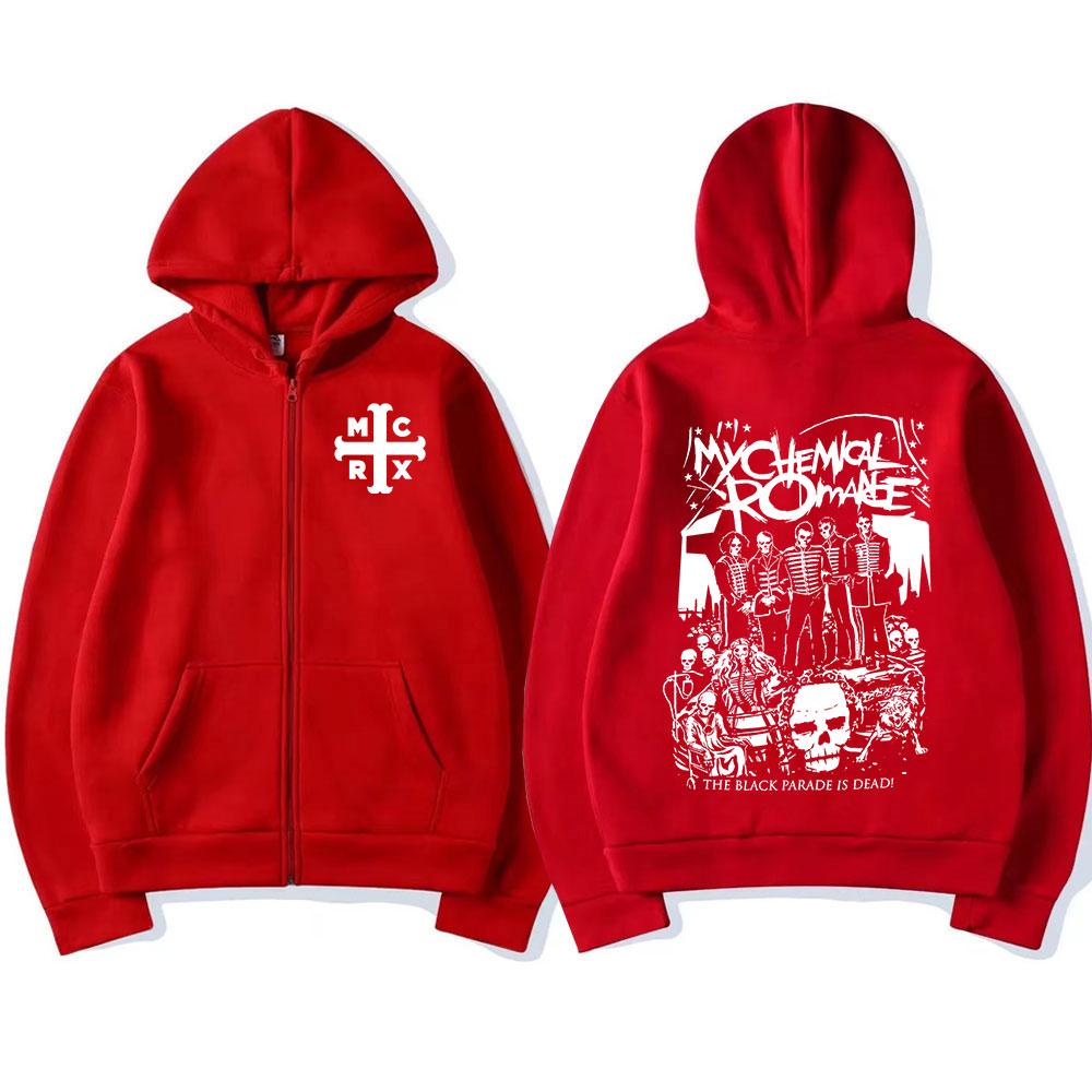 Rock Band My Chemical Romance Mcr Dead Zipper Hoodie Black Parade Punk Emo Zip Up Hoodies Men Fashion Vintage Oversized Pullover