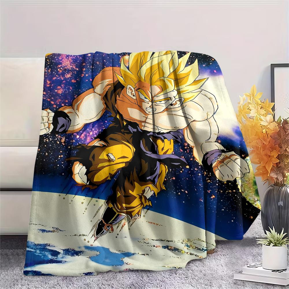 Dragon Ball Character Goku pattern Flannel Blanket, High quality Comfortable for All Seasons, Home Decor, Warmth and Comfort, Perfect for Gifts.