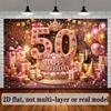 2D Elegant 50th Birthday Backdrop with Champagne, Roses and Gifts Photo Booth Banner