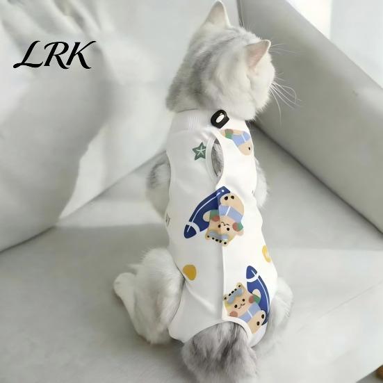 Защитный костюм для питомца, Костюм для восстановления кошки, Мягкая хлопковая одежда, Милый мультяшный принт, Четырехлапый комбинезон, Дышащий костюм после операции для females
