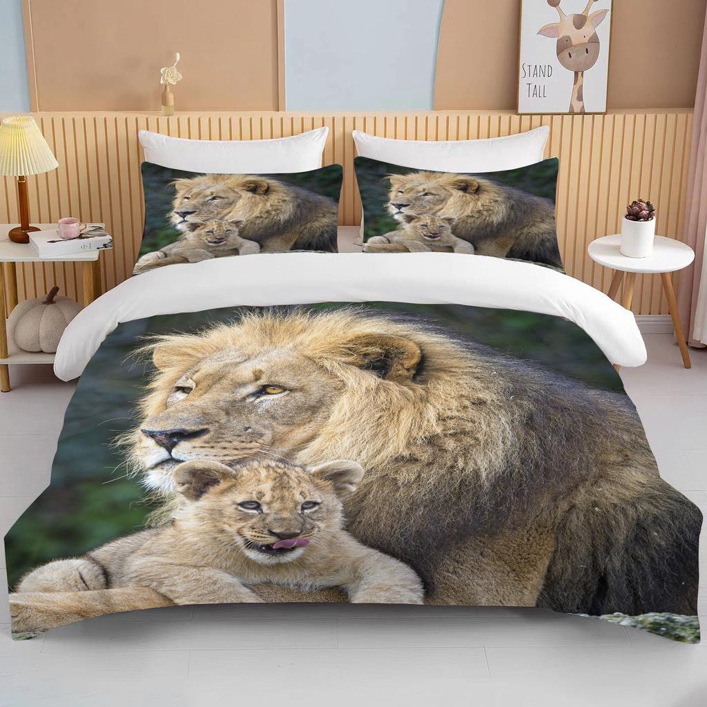 10 Sizes Cute Lion Bedding Collection Duvet Cover Collection 3D Bedding Digital Printing With Bed Linen Queen Size Boy Bedding Collection Fashion D