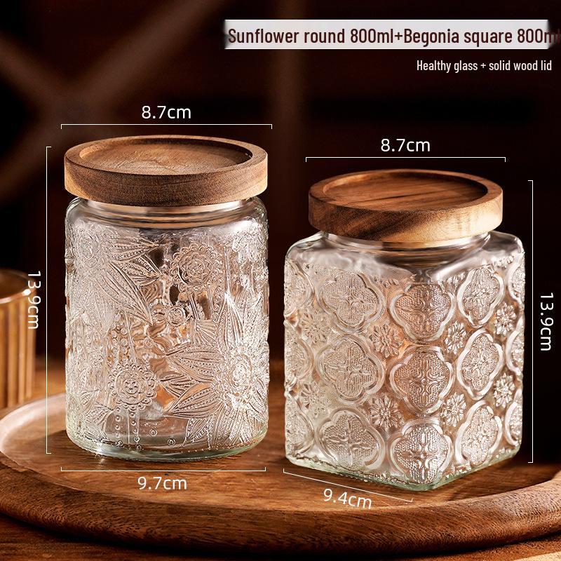 Стеклянная герметичная банка для хранения закусок, сухофруктов, чая, сахара и зерновых
