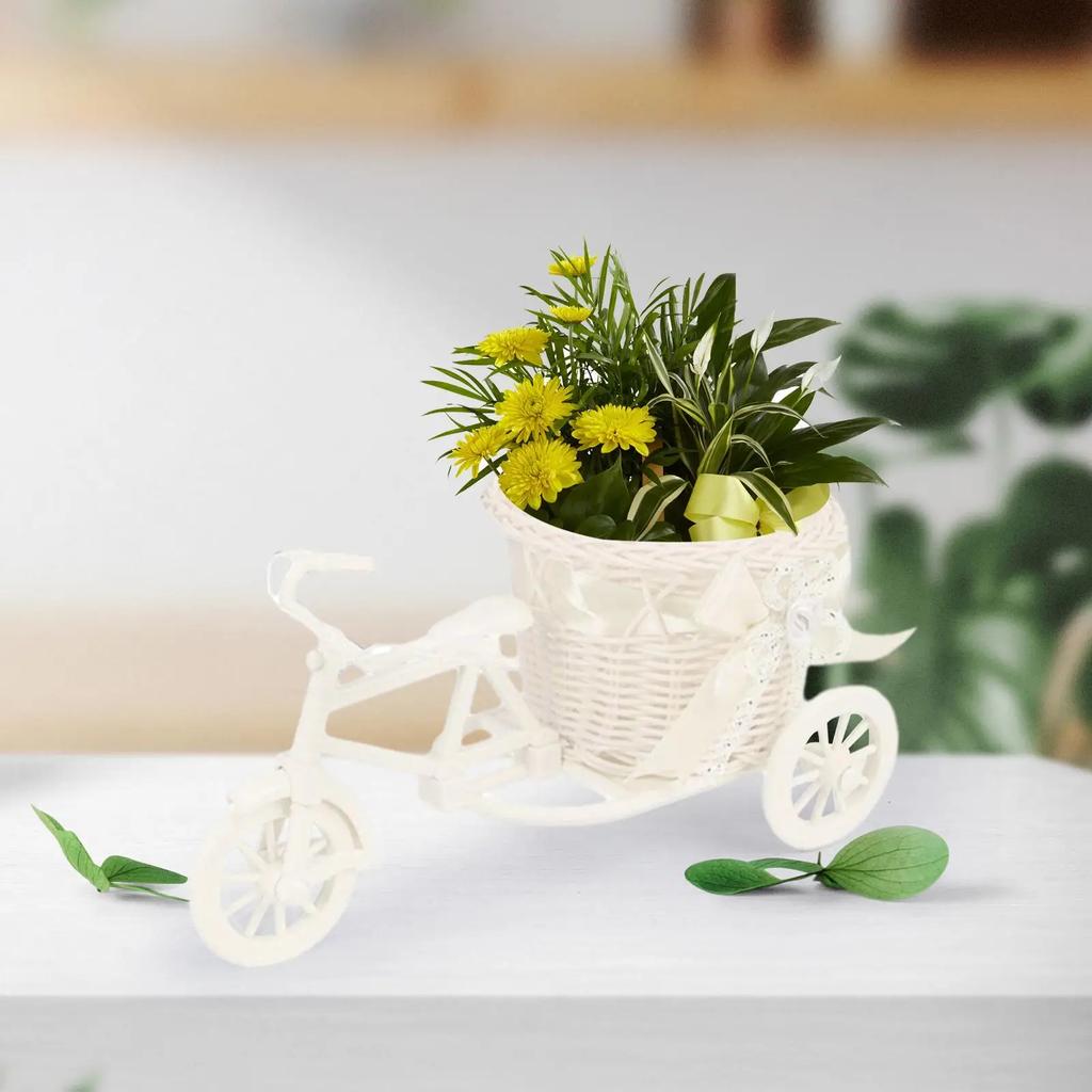 Bicycle Artificial Flower Basket Vase Mini Gifts Tricycle Planter Plant Stand for Wedding Party Garden Birthday Home Decor