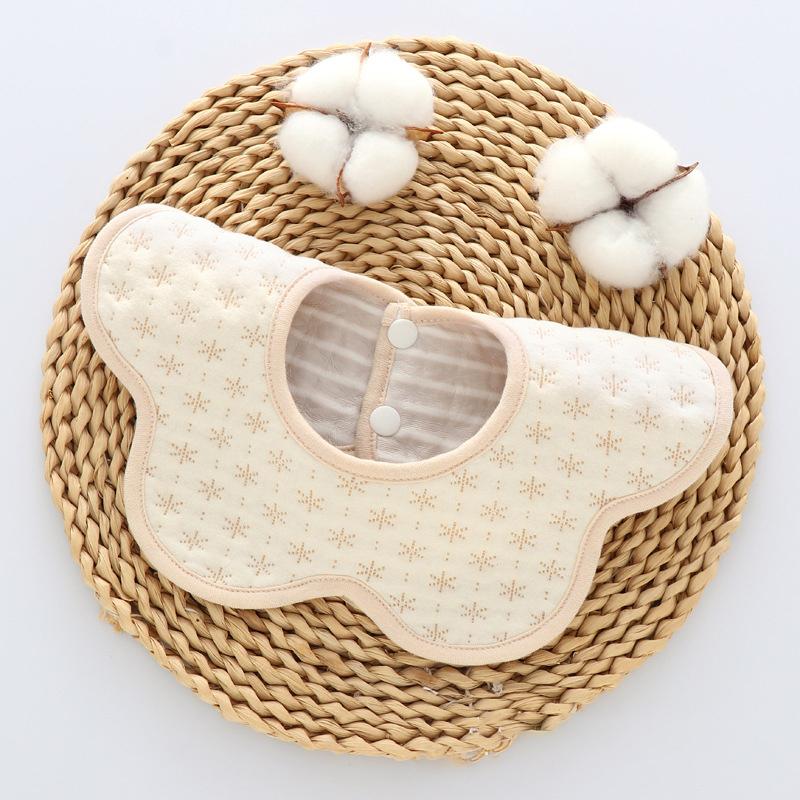 Newborn Baby Color Cotton Simple Cotton Warm Saliva Towel Bib 360 Degree Baby Petal Bib Male and Female Baby Feeding Apron Bib