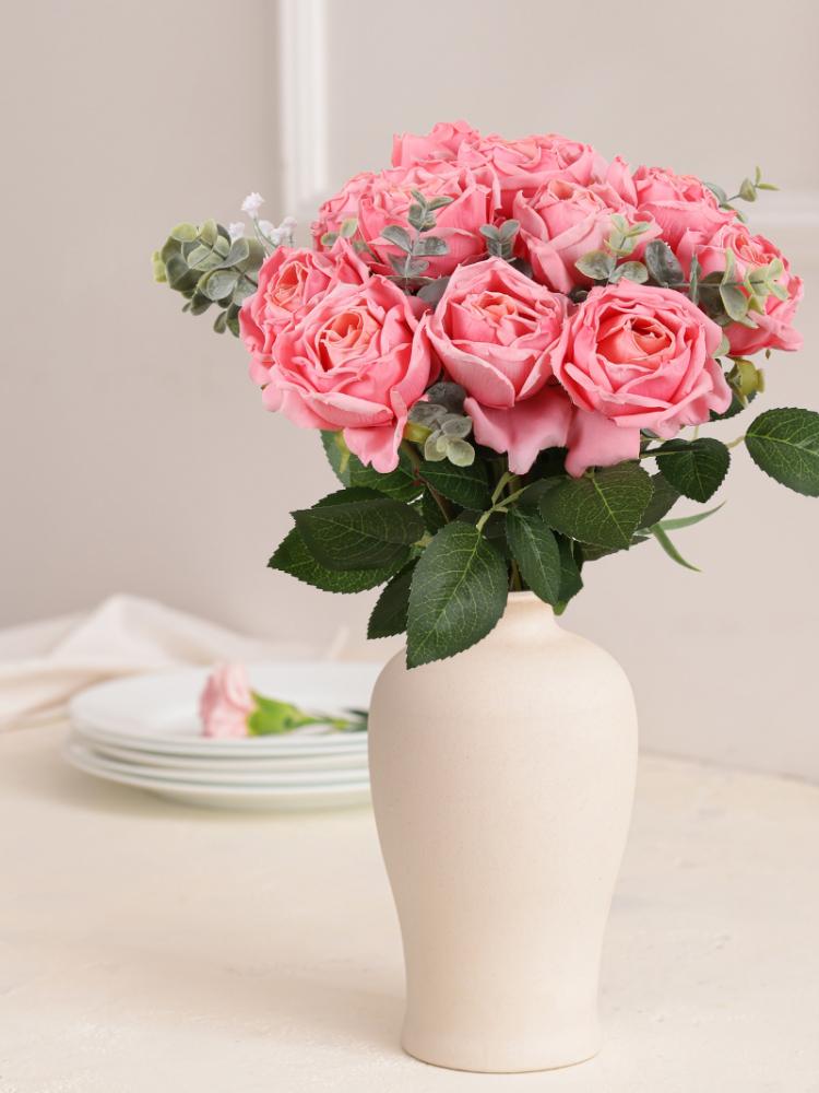 12шт искусственный цветок розы с одним стеблем 36см шелковый материал поддельные розы, используемые для украшения свадебного букета, украшения свадебного центра, цветочная стена