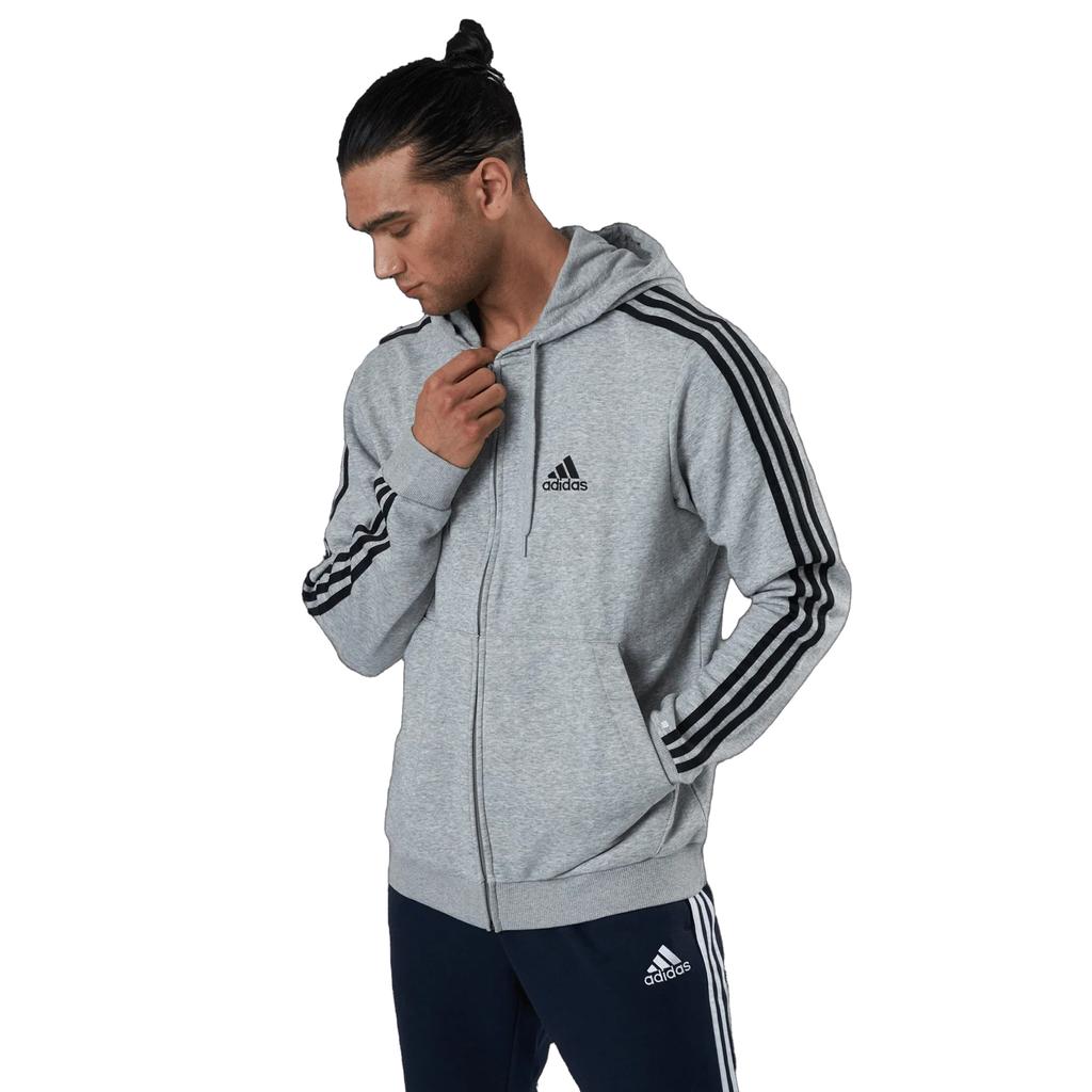 Adidas Мужская толстовка с капюшоном на молнии Essentials 3 Stripes