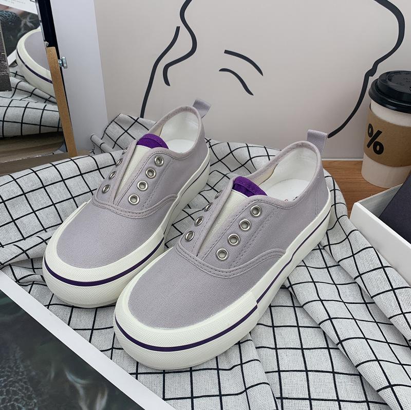 Женские парусиновые туфли в гонконгском стиле 2025 года: Mango, Candy Colors, тонкие, толстые, ленивые, летние белые кроссовки