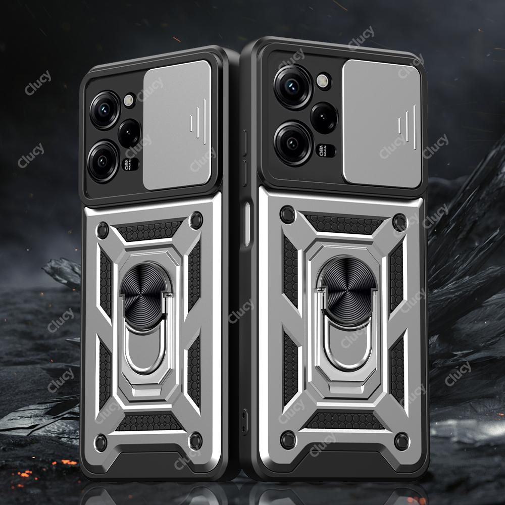 For Xiaomi Mi Poco X5 X4 Pro Camera Shockproof Armor Case For Redmi Note 12 11 Pro 11S Car Magnetic Holder Ring Protect Cover