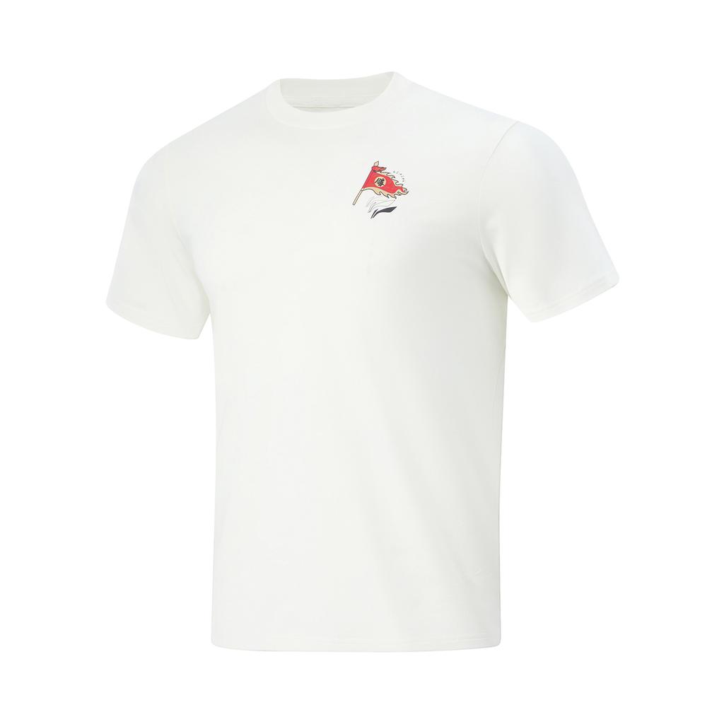 Li Ning Ping Pong Series Printed Letter Crew Neck Pullover Comfortable Short Sleeve T-Shirt Unisex Tops AHSU861-1