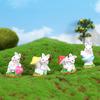 4 шт. фигурка кролика из смолы, милое яркое выражение, реалистичный внешний вид, миниатюрная статуя кролика, ремесленный пейзаж, орнамент, домашний декор