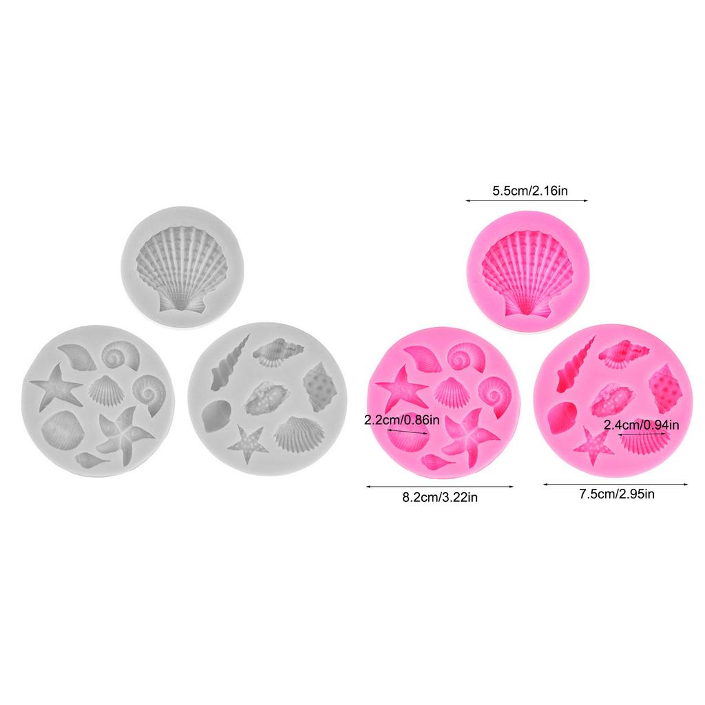 Ракушка Конх Морская звезда Коралл Формы для выпечки для DIY Украшения торта, кексов 3 шт Морская тематика Торт Фондант Силиконовая форма