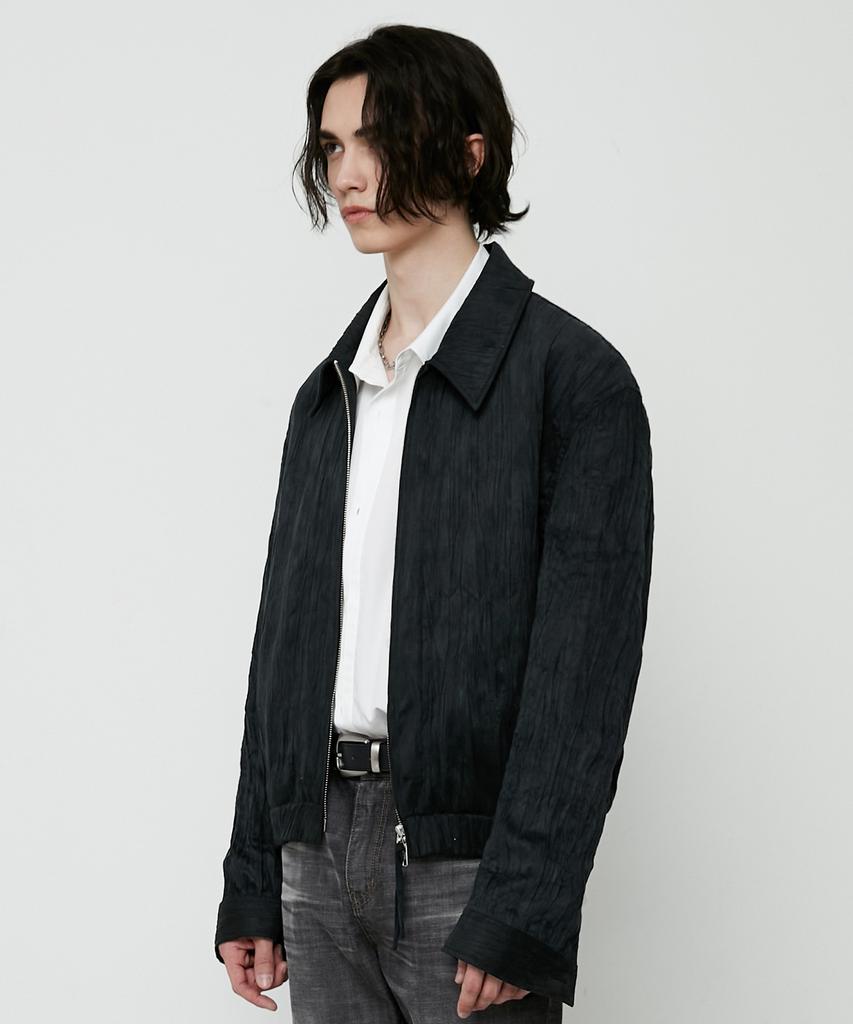 Lmood Shane Pleated Trucker Blouson Jacket Black