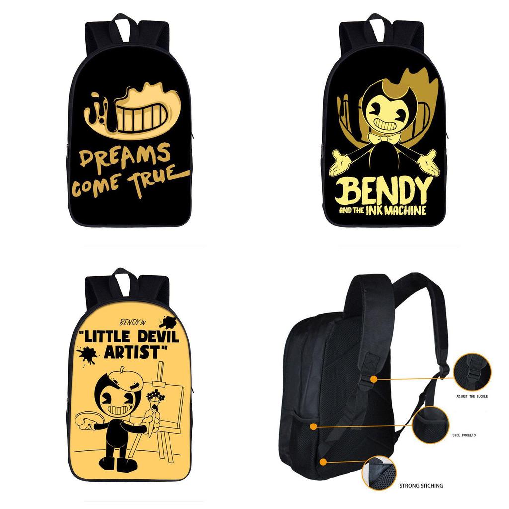 Large Bendy And The Ink Machine Backpack For Students Fashionable And Functional!