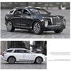 Масштаб 1/24 HongQi E-HS9 SUV, модель автомобиля из сплава новой энергии, литая под давлением металлическая игрушечная машина, модель автомобиля, имитация звука и света, подарки для детей