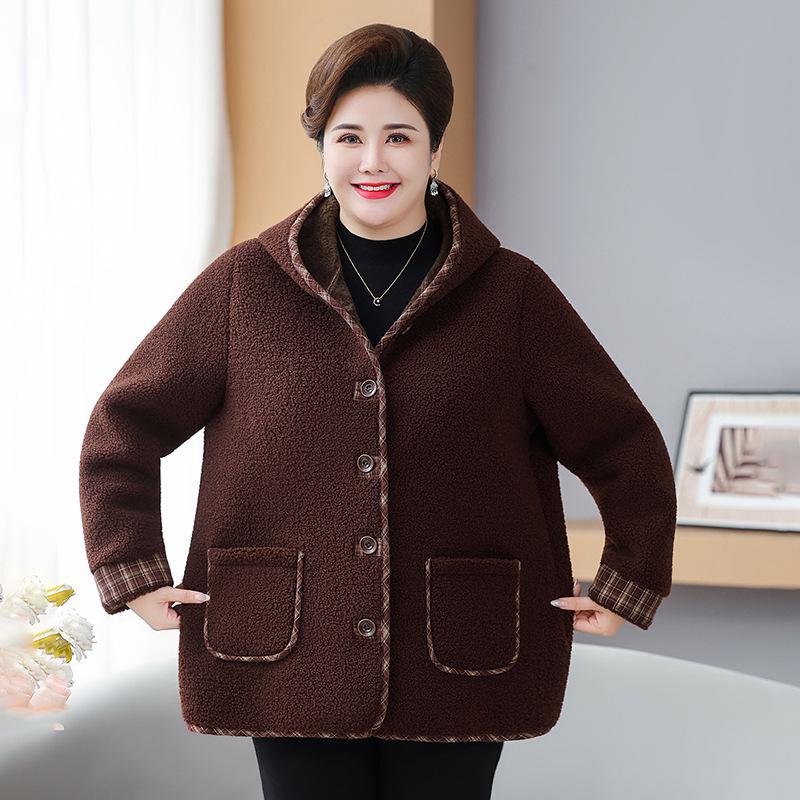 Зимняя куртка из овчины и флиса большого размера для женщин среднего и пожилого возраста