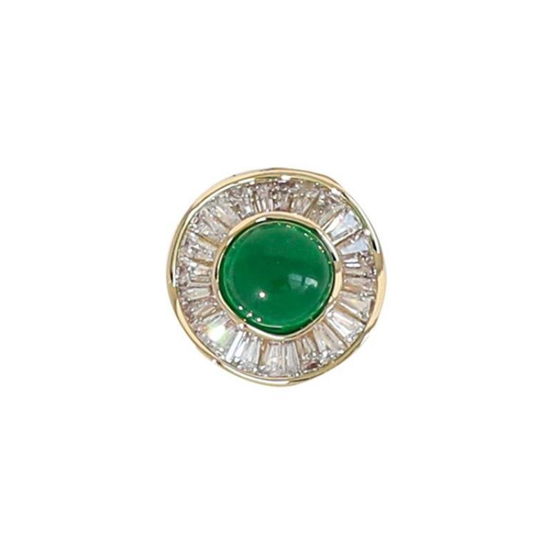 High-end Emerald Brooch, Women's Exquisite Anti-glare V-neck Button, New Dress Fixing Pin
