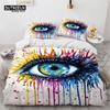 3D Colorful Eyes Duvet Cover Microfiber Vintage All Seeing Eye Tattoo Quilt Cover Boho Mandala Bedding Set Full Single King Size
