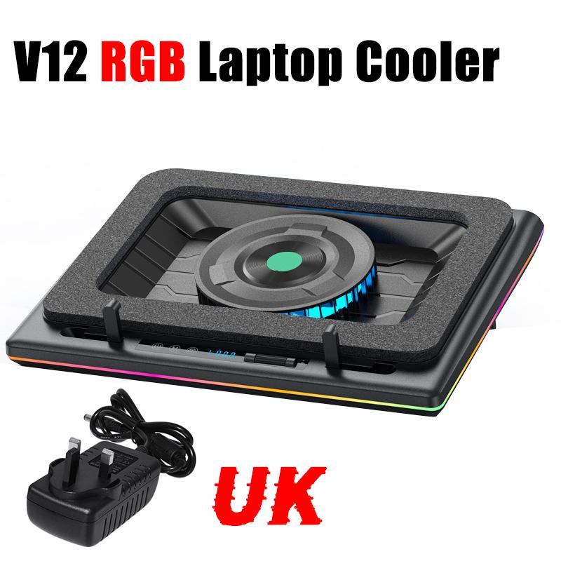 Игровой ноутбук-охладитель V12 RGB с мощным турбинным вентилятором 5,5 дюйма, для 15,6-21 дюймов, с регулируемой скоростью, сенсорным управлением, ЖК-экраном