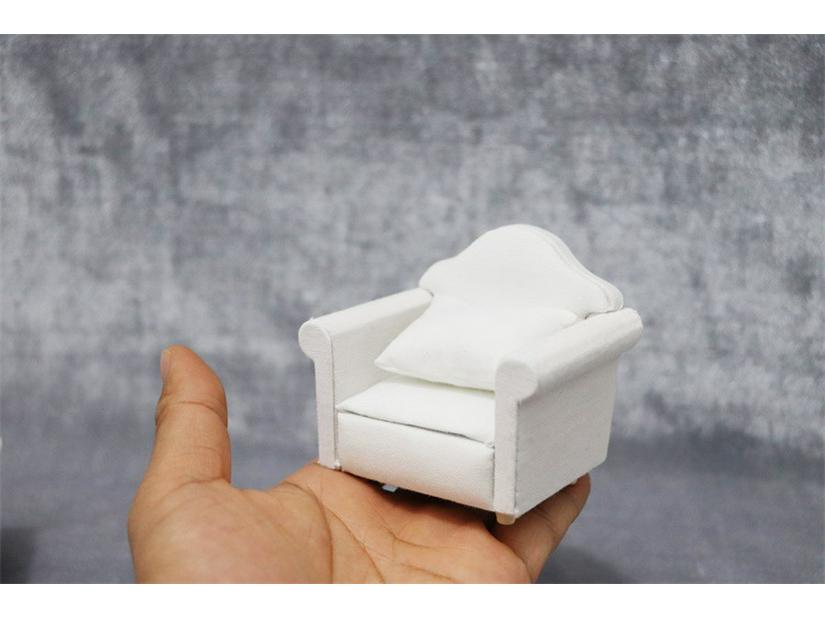 1:12 Dollhouse Miniature White Sofa 3-Piece Set with Cushions