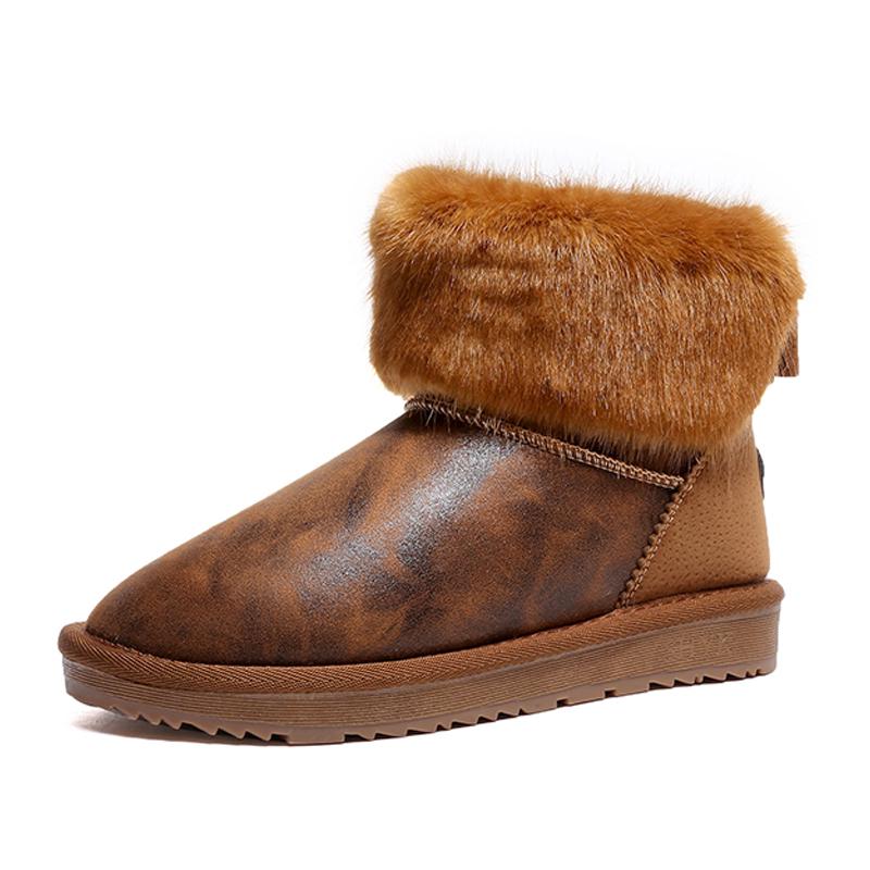 Модные зимние женские сапоги, новый стиль, утолщенные женские зимние сапоги, плоская подошва, теплые, водонепроницаемые женские зимние сапоги