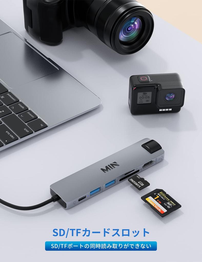 7-в-1 USB-C хаб [4K HDMI/LAN 100 Мбит/с/PD 100 Вт/Порты USB 3.0 и USB 2.0/Слот TF и SD] Док-станция Type C Thunderbolt 3/4 Совместимый USB-C хаб для i