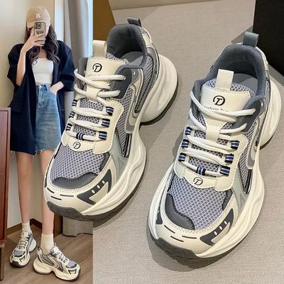 Толстая подошва Dad Shoes для женщин 2024 года Новые сетчатые дышащие повседневные спортивные туфли Легкие кроссовки Zapatillas Mujer