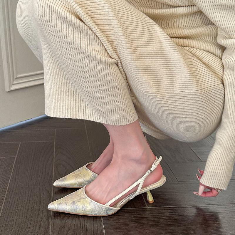 Обувь для женщин 2024 года, новые женские босоножки с острым носком, простые и элегантные туфли на каблуках для женщин, Zapatillas Mujer