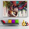 Abstract Couple Hugging Together Love Kiss Oil Painting Canvas Posters and Prints Wall Art Pictures for Living Home Room Cuadros No Frame