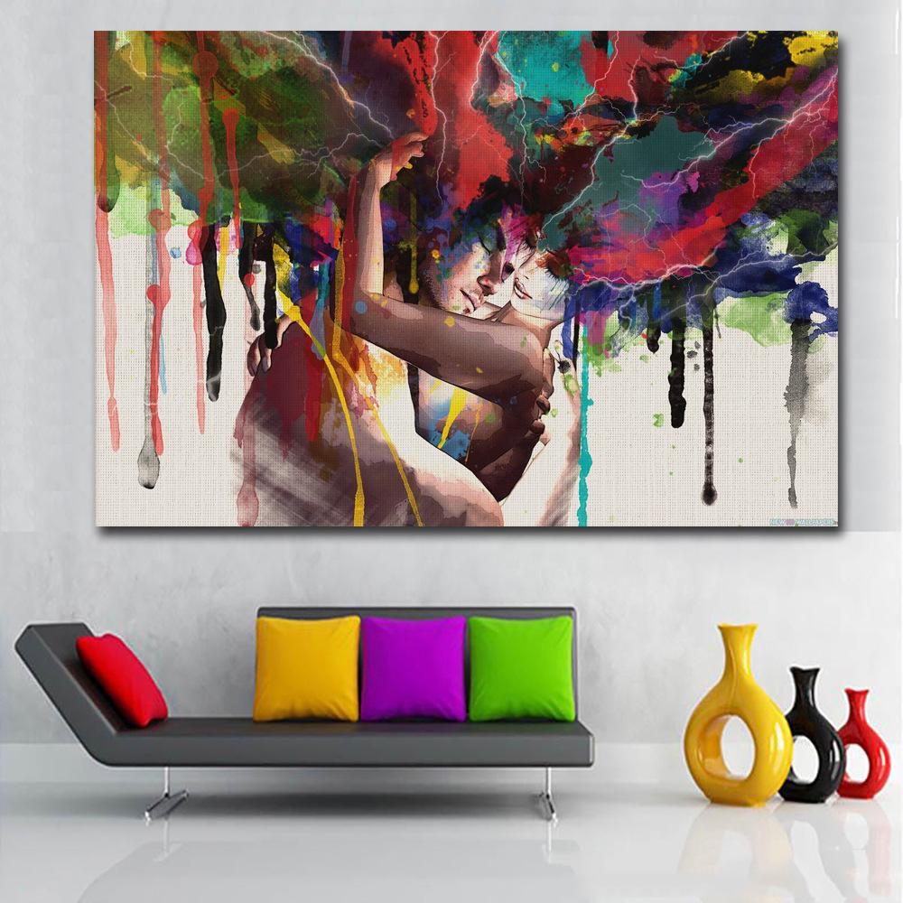 Modern Abstract Couple Hugging Pictures Canvas Painting Nordic Posters And Prints For Living Room Wall Art Decoration