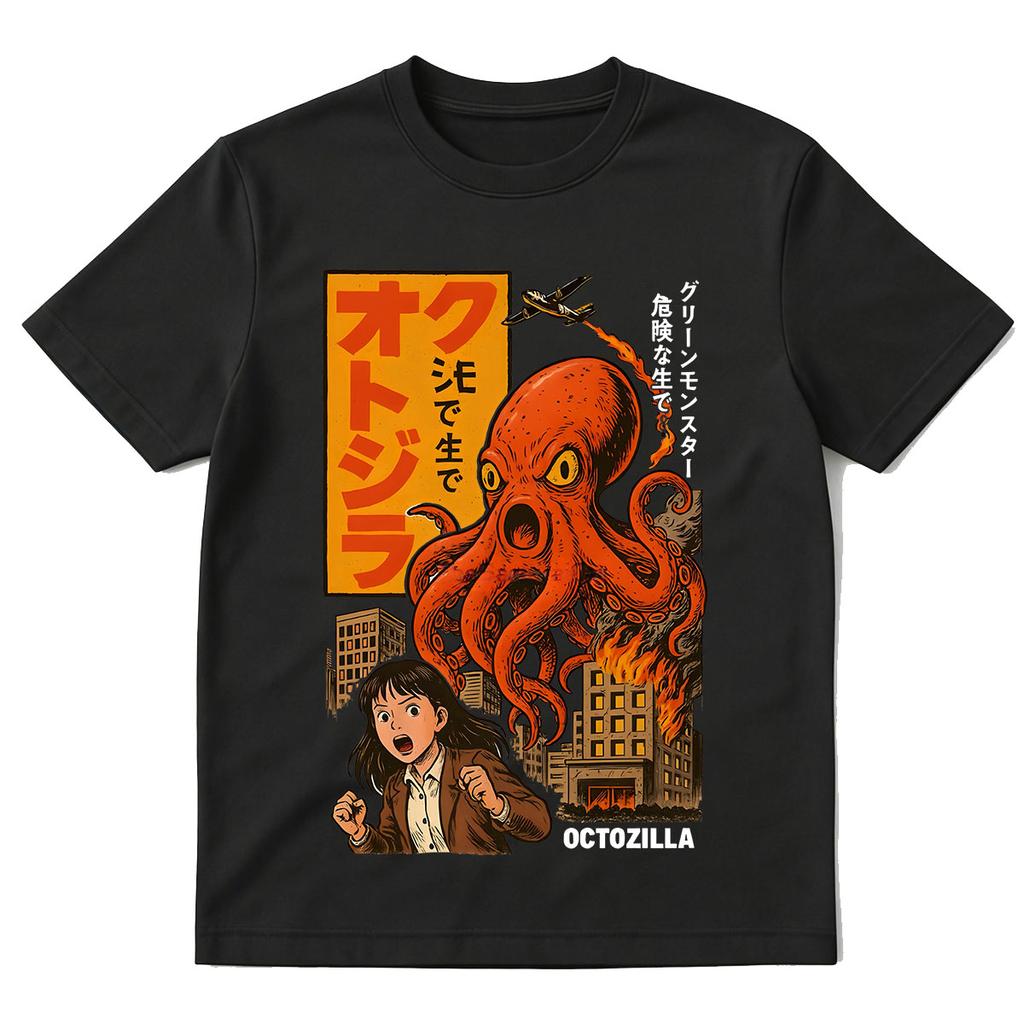 Octozilla Dotonbori Пьяный Осьминог Смешные Хоррор Футболки Мужские Женские Хлопковые С Коротким Рукавом Футболки Уличная Мода