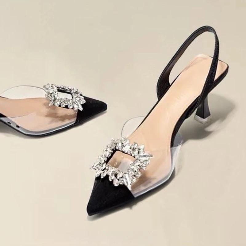 Fashion New Sexy Women Shoes Woman Banquet Comfortable Crystal Transparent Solid Color Pointed Toe High Heels Women's Pumps