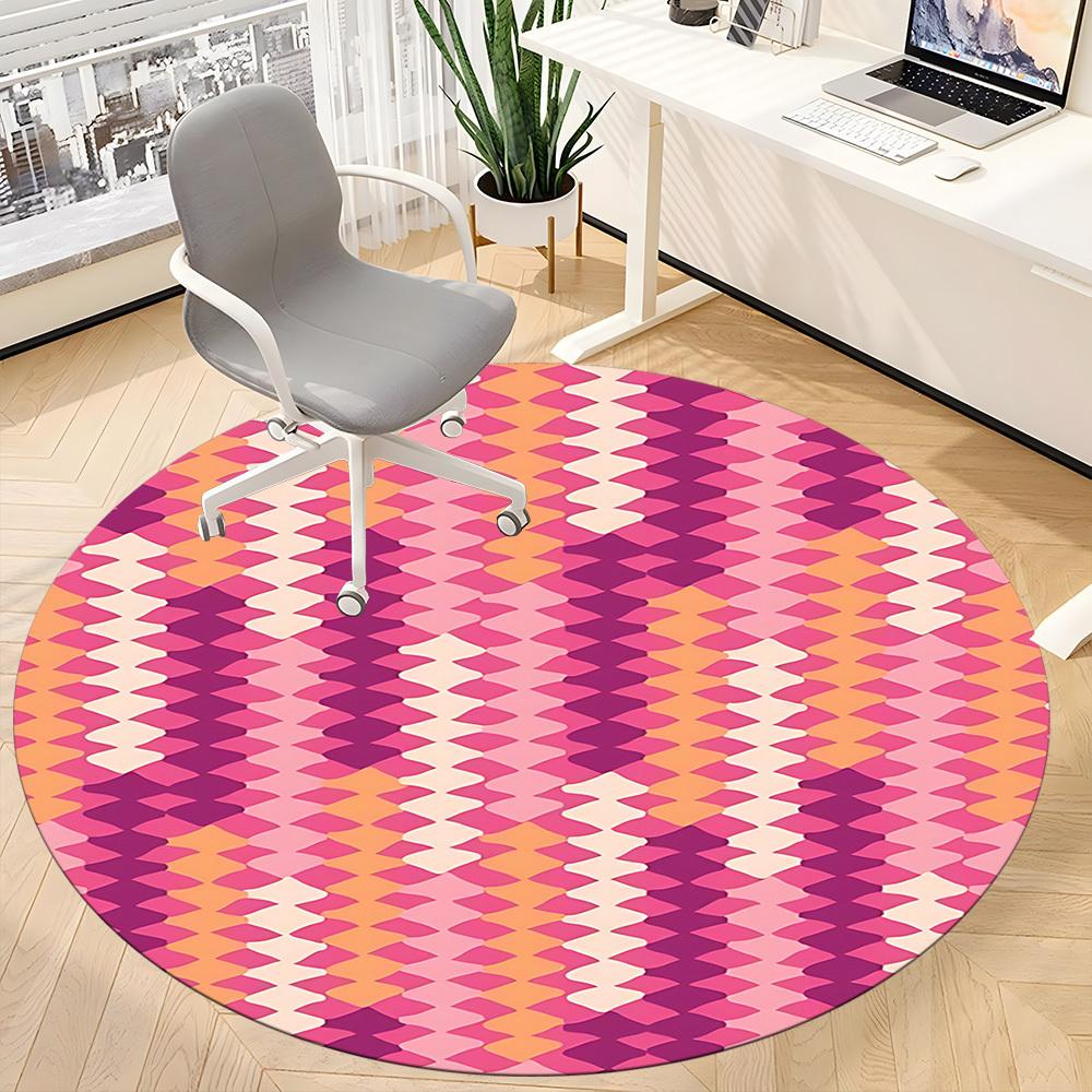 1pc Colorful Circle Chair Carpet for Office, Indoor Non Slip Washable Polyester Fiber Carpet,