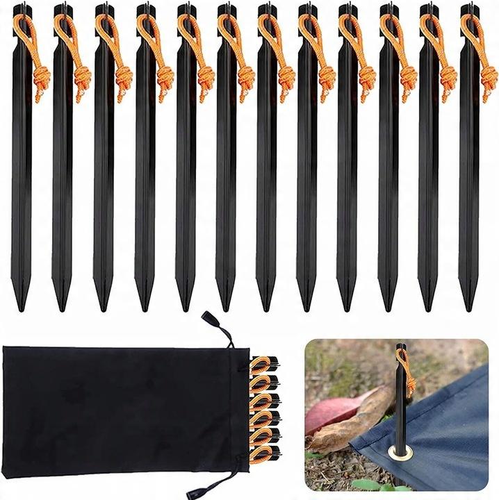 12 Szt 18Cm Śledzie Do Namiotu Typu Y Na Kemping, Plażę, W Góry + Torbą