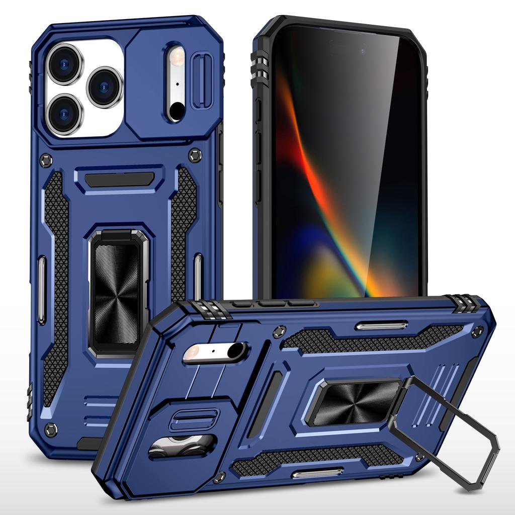For iPhone 17 Pro Case Kickstand Slide Lens Lid PC+TPU Drop