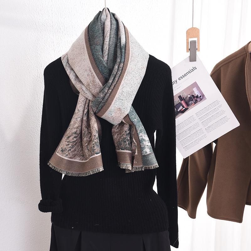 Elegant Umbrella Pattern Imitation Cashmere Scarf for Women - High-End Style and Warmth