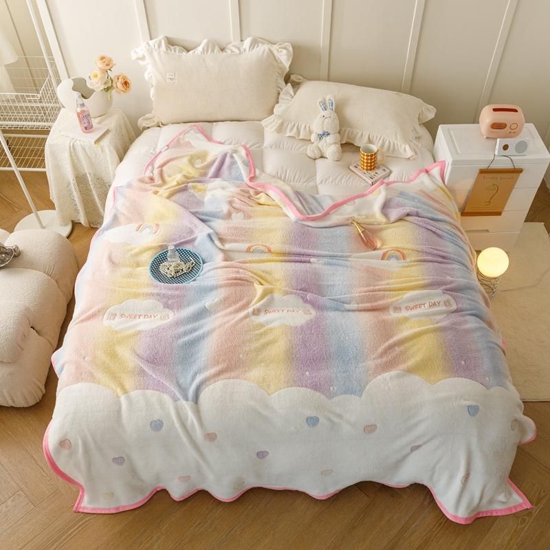 Мультяшный кролик, цветочный романтический узор с сердечками, одеяло, мягкое, легкое, теплое, уютное, плюшевое одеяло для постельного белья, дивана, подарка