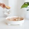 Japanese Style Simple Round Tea Basin Household Small Tea Tray Plastic Bamboo Drain Table Living Room Tray