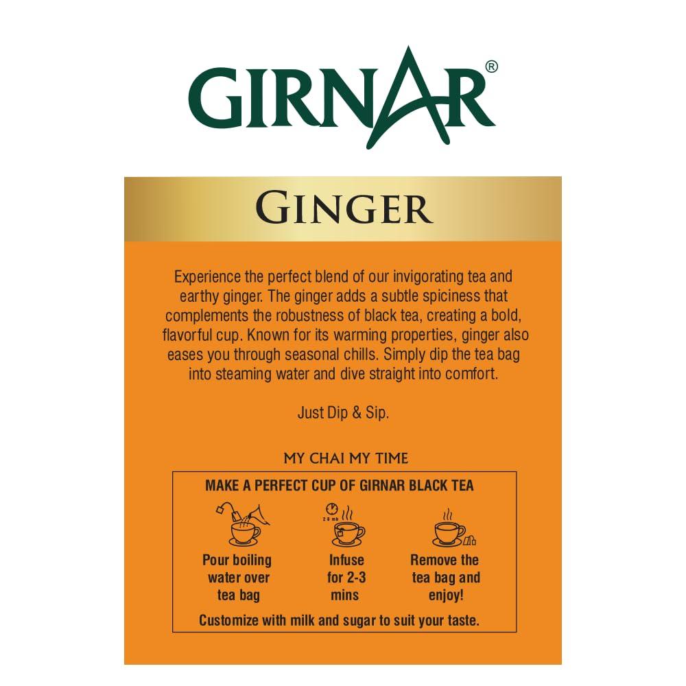 Girnar Adrak Chai Ginger Tea Bags 25 Count Pack For Hot Strong Flavored Desi Chai Experience