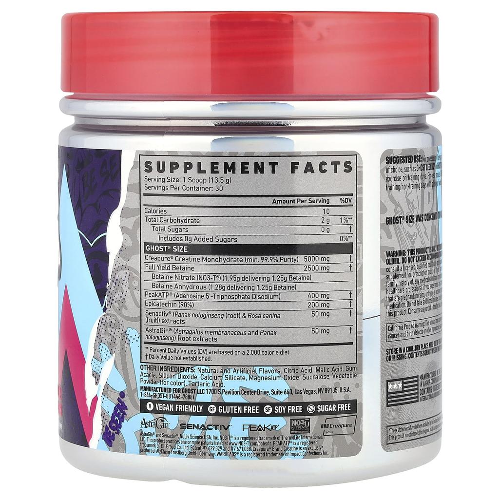 Ghost Размер, Наращиватель мышц, Кислый арбуз Warhead, 14,3 унции (405 г)