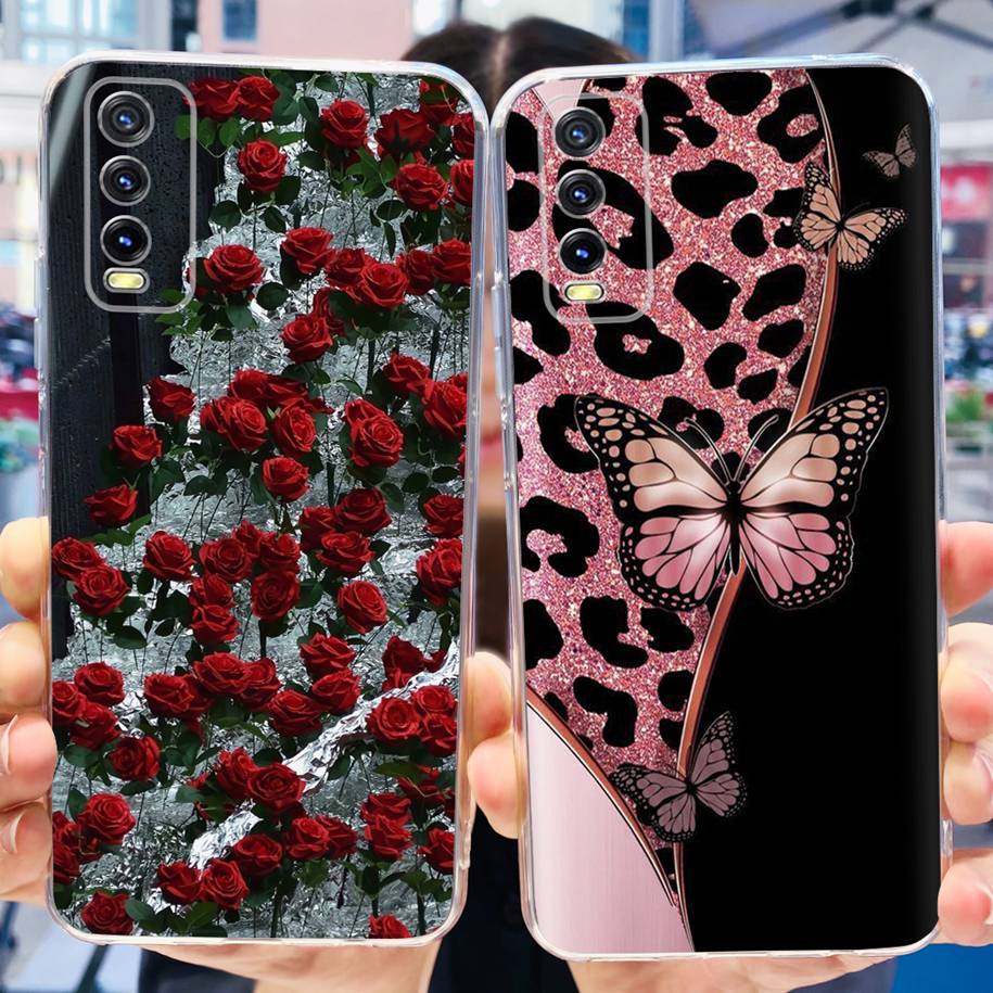 Для Vivo Y11s Y12s Чехол V2028 V2026 V2033 Популярный Цветок Прозрачная Силиконовая Задняя Крышка Для Vivo Y20 Y20i Y20s V2029 V2027 V2032 Funda