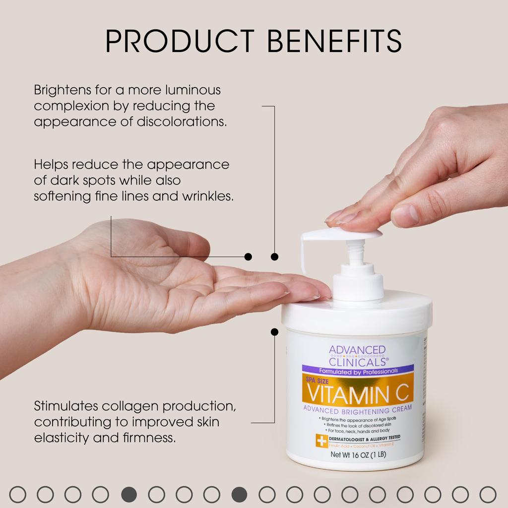 Advanced Clinicals Vitamin C Advanced Brightening Large Cream. Cream. 16oz.