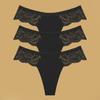 3Pcs Seamless Stretch Thongs Women Comfort Patchwork Lace Panties Female Low-Waist G-string High Quality Floral Soft Lingerie