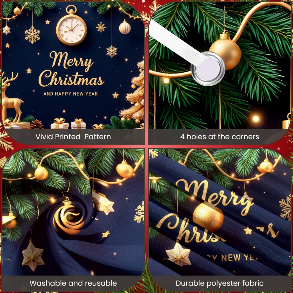 New Year Banner Gift Box Decor Holiday Event Banner Christmas Party Banner Christmas Tree Design For New Year Eve Christmas Eve